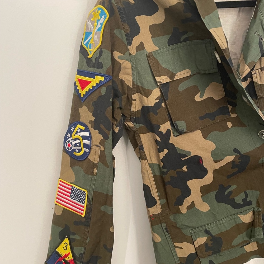Virgil Abloh Off-White Green and White Military Field Army Jacket Camo Print - Picture 6 of 11